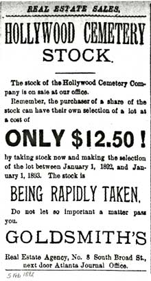 News ad for Hollywood Cemetery stock